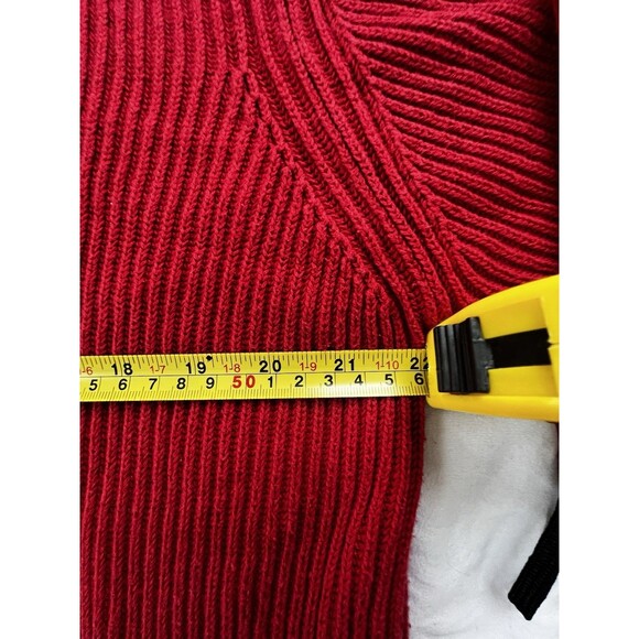 Tommy Hilfiger Men’s Red Blue Cable Knit Sweater Quarter Zip Size XL READ - Picture 9 of 10
